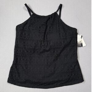 Island Escape Women's Crochet Underwire Tankini Swim Top, Black 16 $40